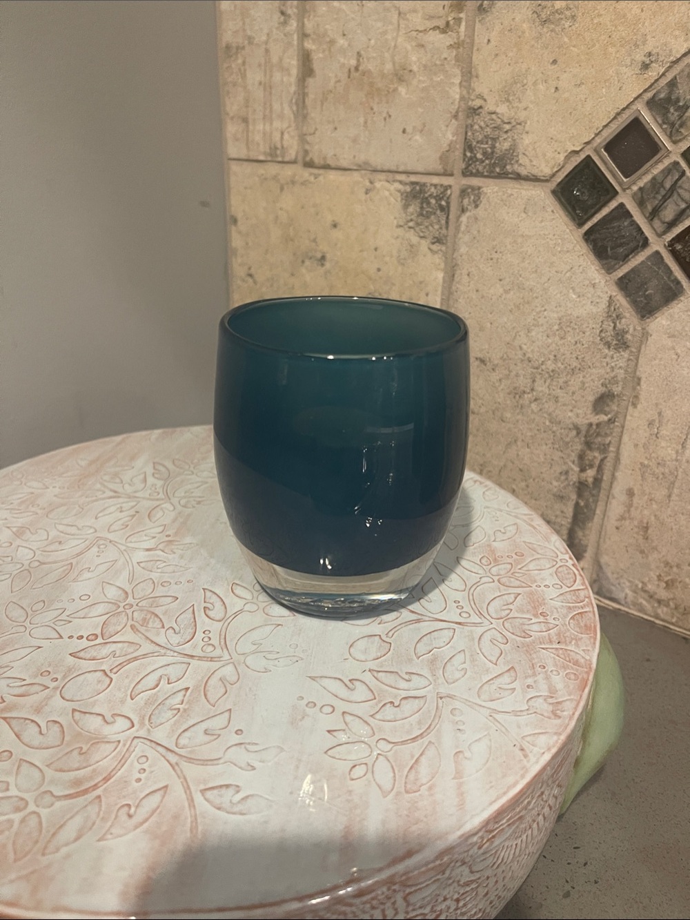 Glassbaby Tealite Holder * Home Sweet Home * NWOT
